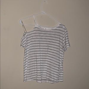 striped one side off the shoulder nordstrom shirt